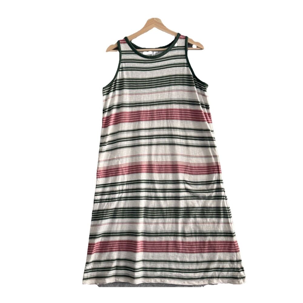 J Jill Striped Tank Dress Womens Medium Sleeveless Knee Length Pullover